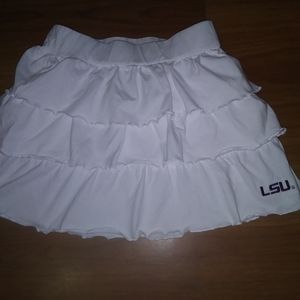 Girls Garb white LSU ruffle skirt